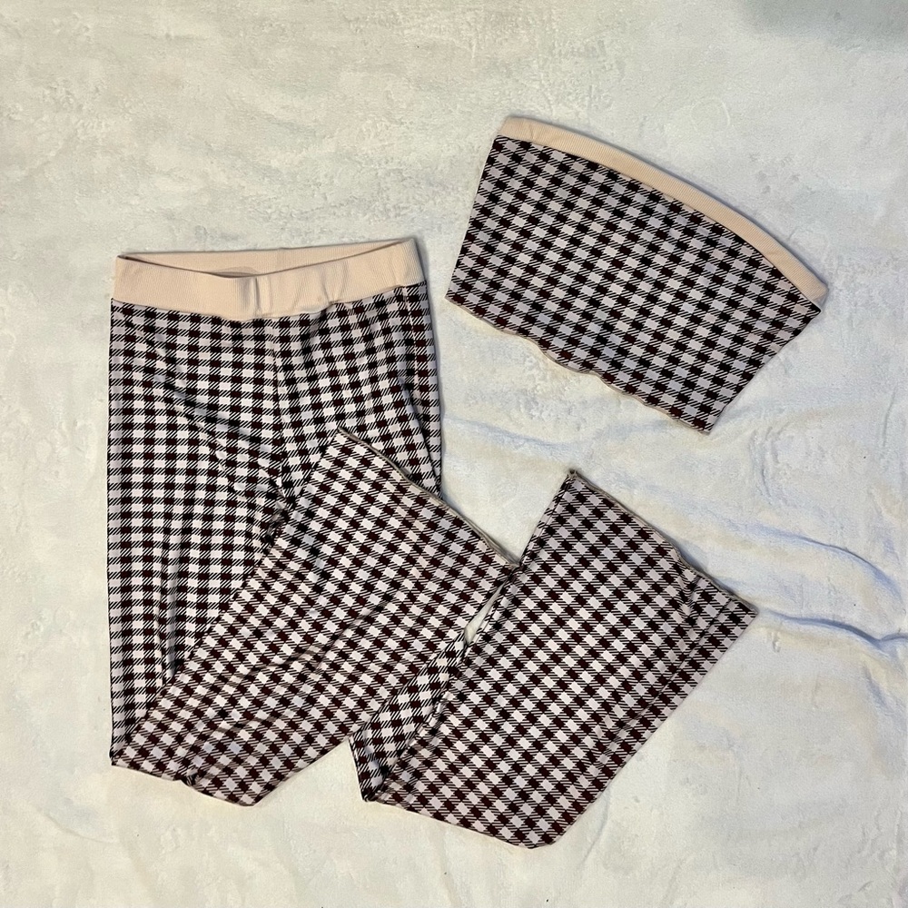 NWOT Vrg Girl Less Talk Check Set Brown Size L